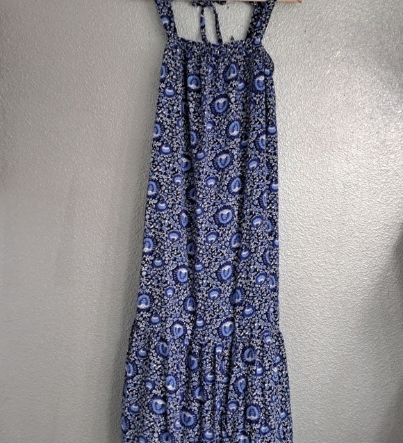 Old Navy Dresses & Skirts - Boho Floral Dark Sea Blue Maxi Dress Size M